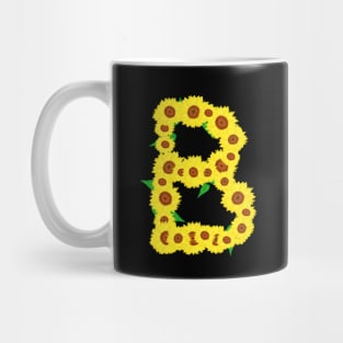 Sunflowers Initial Letter B (Black Background) Mug